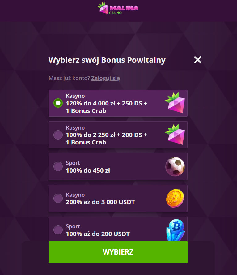 Profil Malina Casino dane techniczne platformy